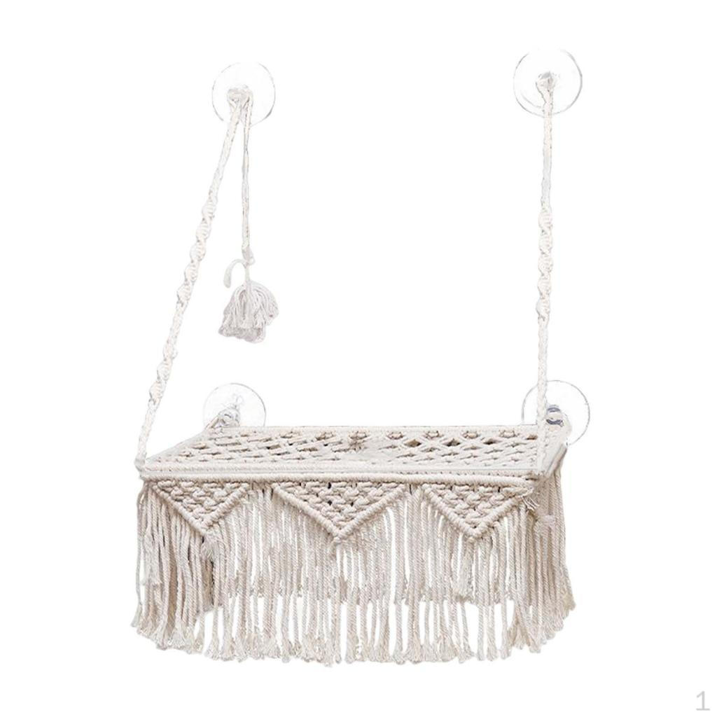 Macrame Cat Hammock Handwoven Tapestry Basket Bohemian Hanging Without Mat Swing Bed for Home