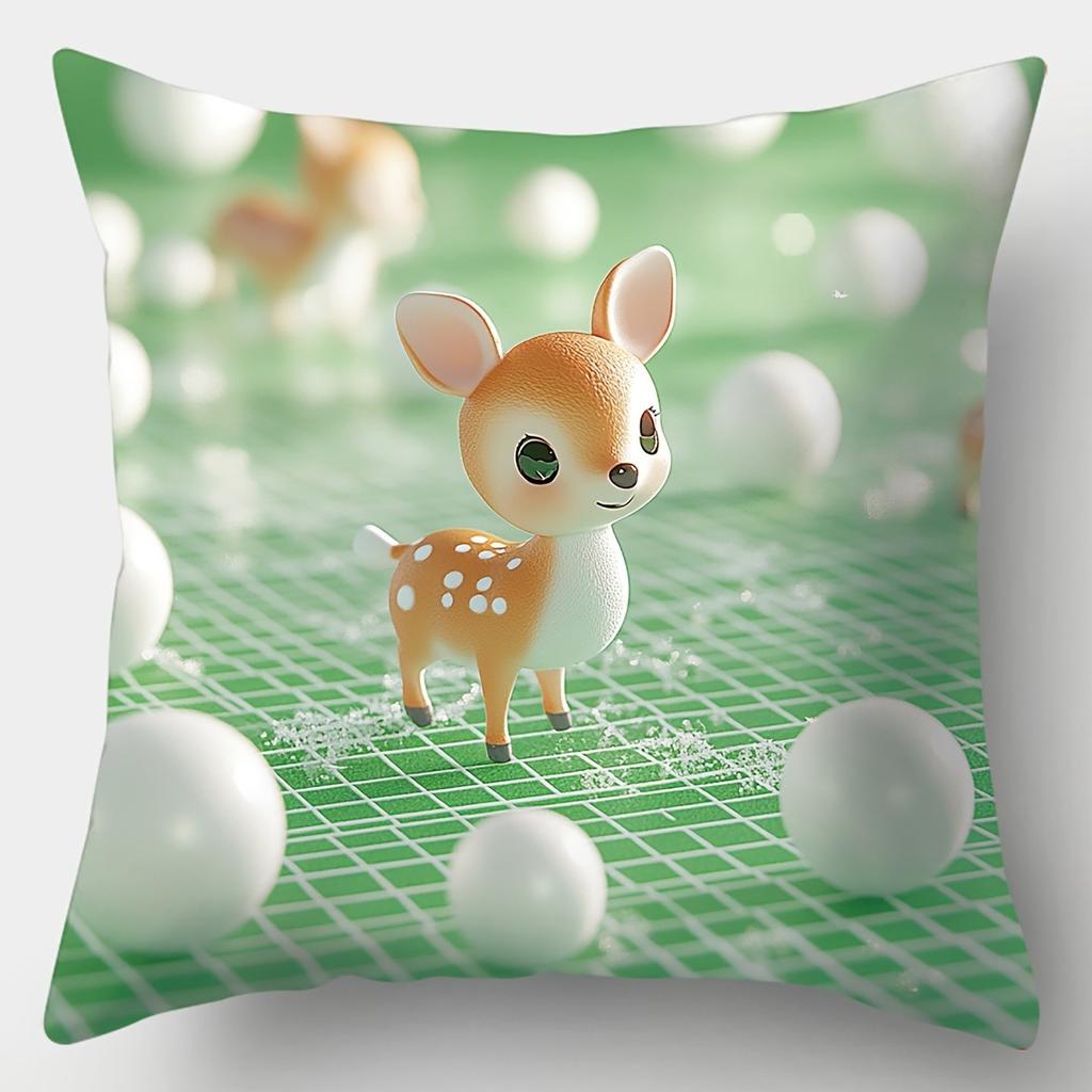 Home Decor Christmas-Themed Cute Creatures Pillow Covers Pattern Cushion Cover Suitable For Sofa Bedroom Car Pillow Cover