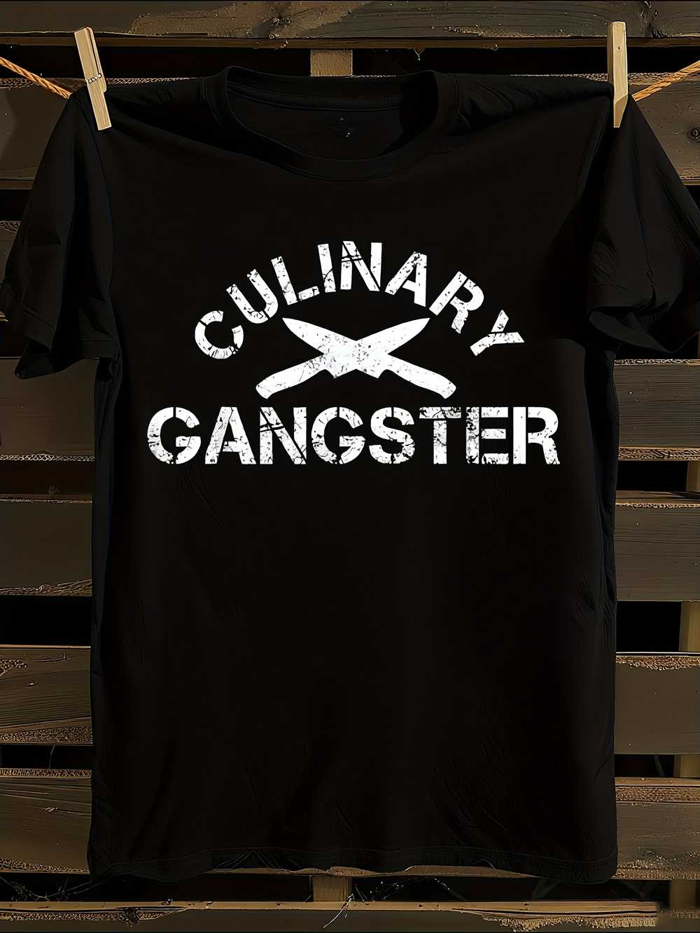 

Funny Culinary Gangster Chef T-Shirt Mens Tshirt Womens Tshirts with Letters Print Short Sleeves T-Shirt Casual Street Tee Shirt Top L