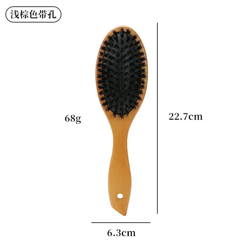 Boar Bristle Hair Brush Natural Beech Comb Hairbrush for Curly Thick Long Dry Wet Hair Detangler Massage Brushes Women Sandalwoo