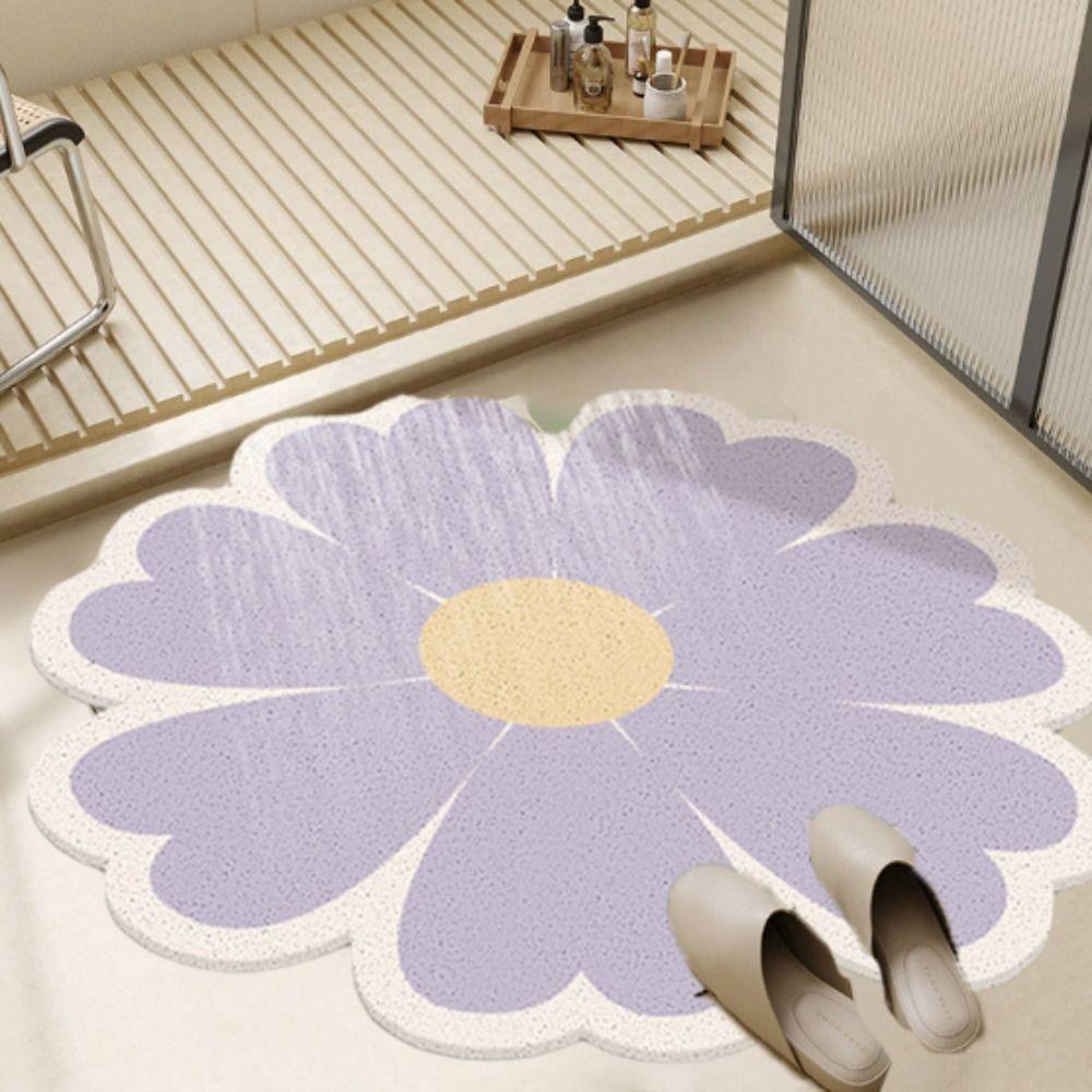 Water Absorbent Flower Shape Bath Mat Non Slip Floor Mat Home Decoration Bathroom Rug  Shower