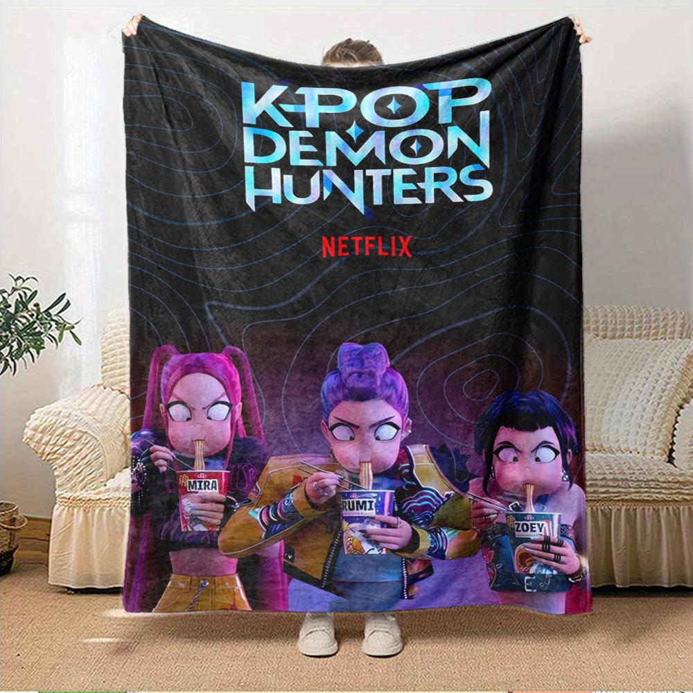 Gruppo di Ragazze Anime K-POP Coperta Morbida Calda delle Quattro Stagioni Copriletto Spesso a Maglia in Poliestere per Tutte le Stagioni per Letto, Campeggio, Viaggio Regalo Perfetto