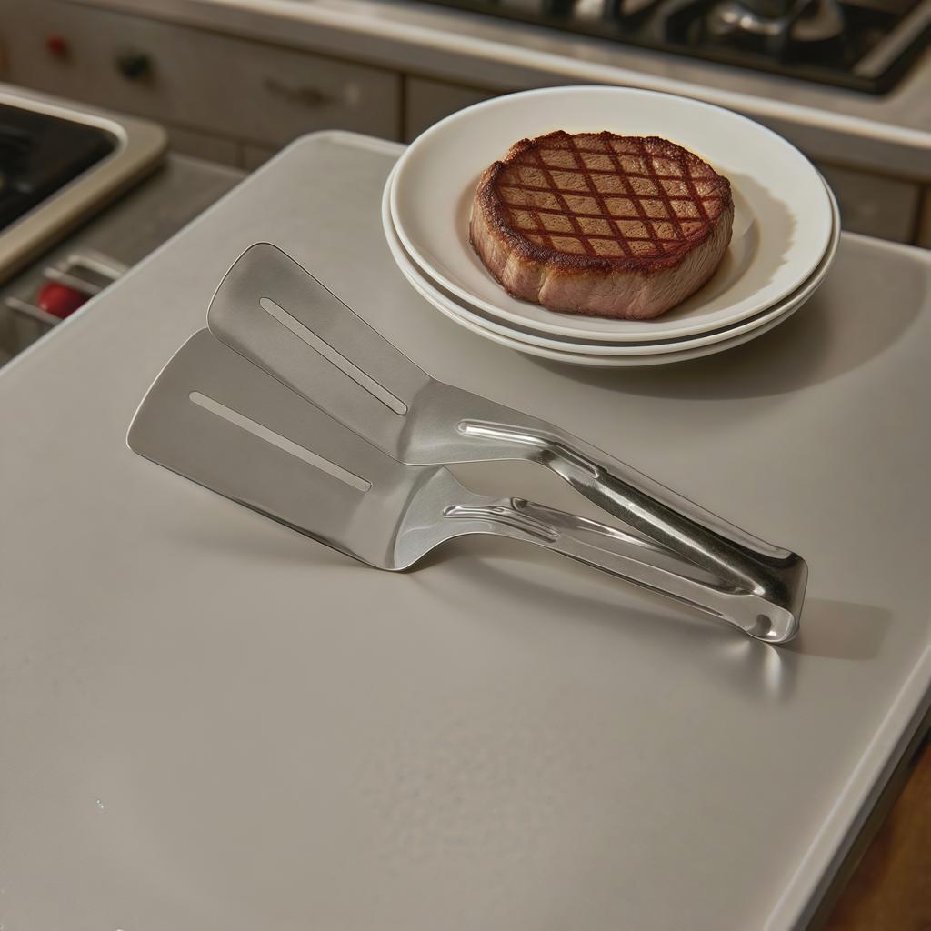 1PC Stainless steel fish tongs, multi-functional barbecue tongs, essential kitchen tools, barbecue tools, pancake flipper.