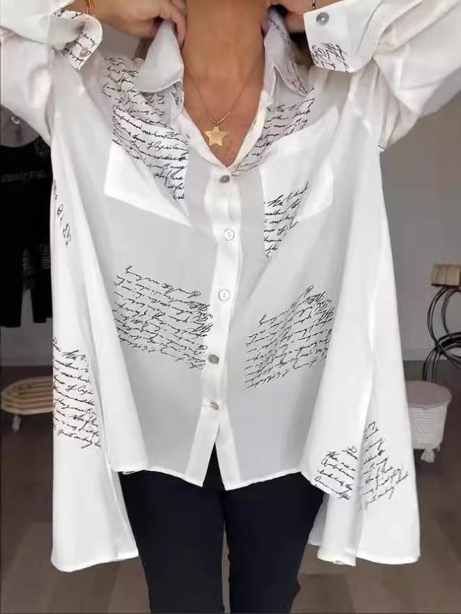 2025 Women's Spring/Summer Swallowtail Print Loose Fit Shirt - European & American Style