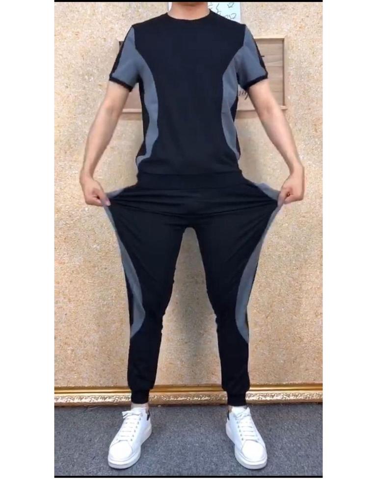 Icy Men's Classic Two-Piece Sportswear Set - Summer Casual Nine-Point Elastic Pants