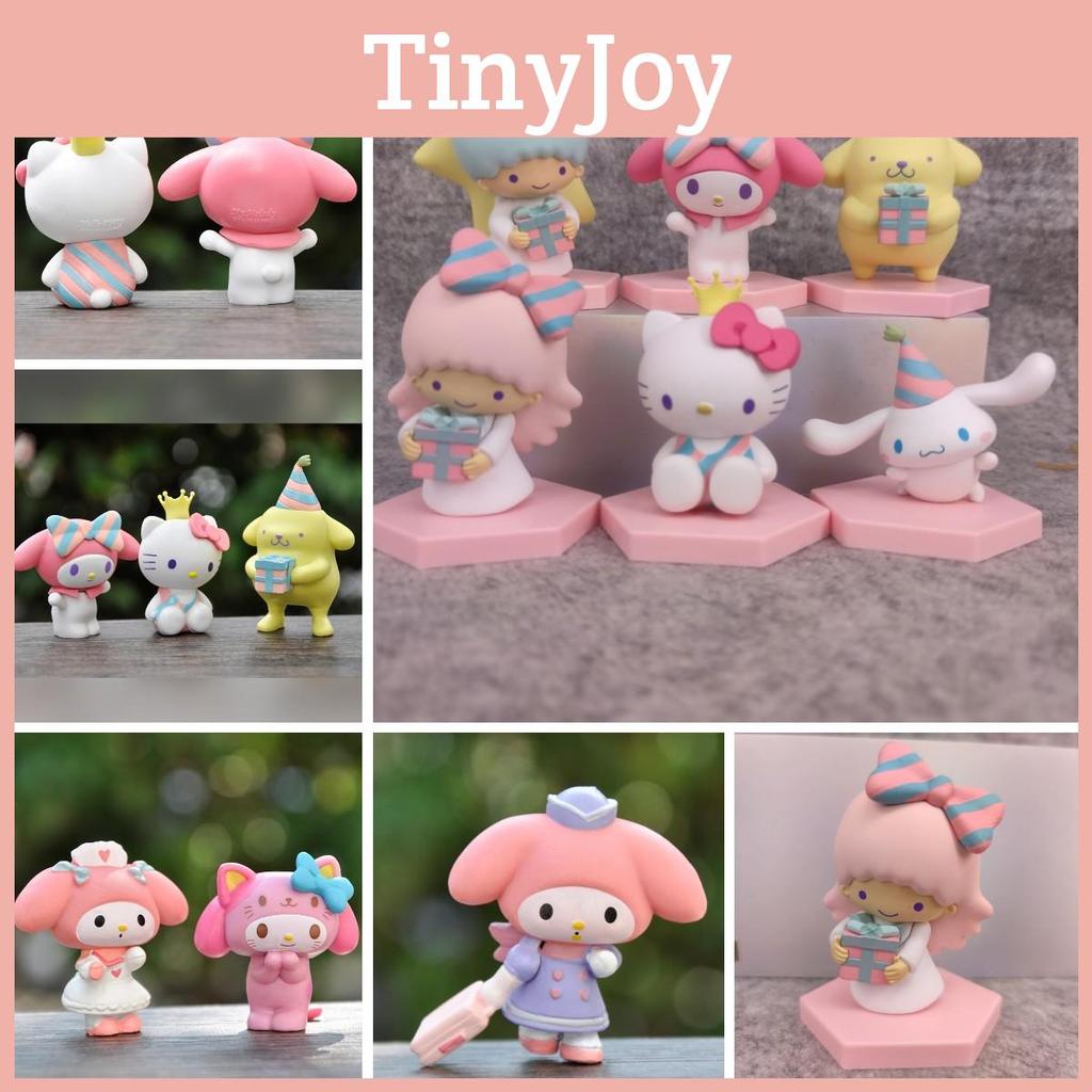 6pcs Sanrio Hellokitty Kuromi Littletwinstars Figures For Cake Decorations