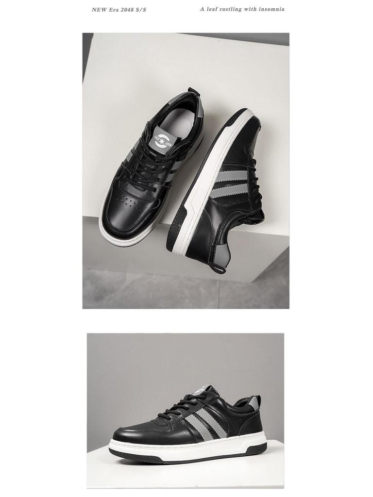 Men's Genuine Leather Sporty Flat Shoes - Autumn Fashion White Casual Shoes, Versatile Trendy Forrest Gump Style