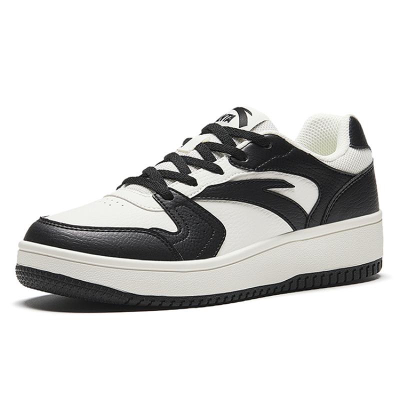 Anta Original Year Cushioning, Wear Resistant Low top Skateboard Shoes Women's Black White Sneakers 922518068F-4