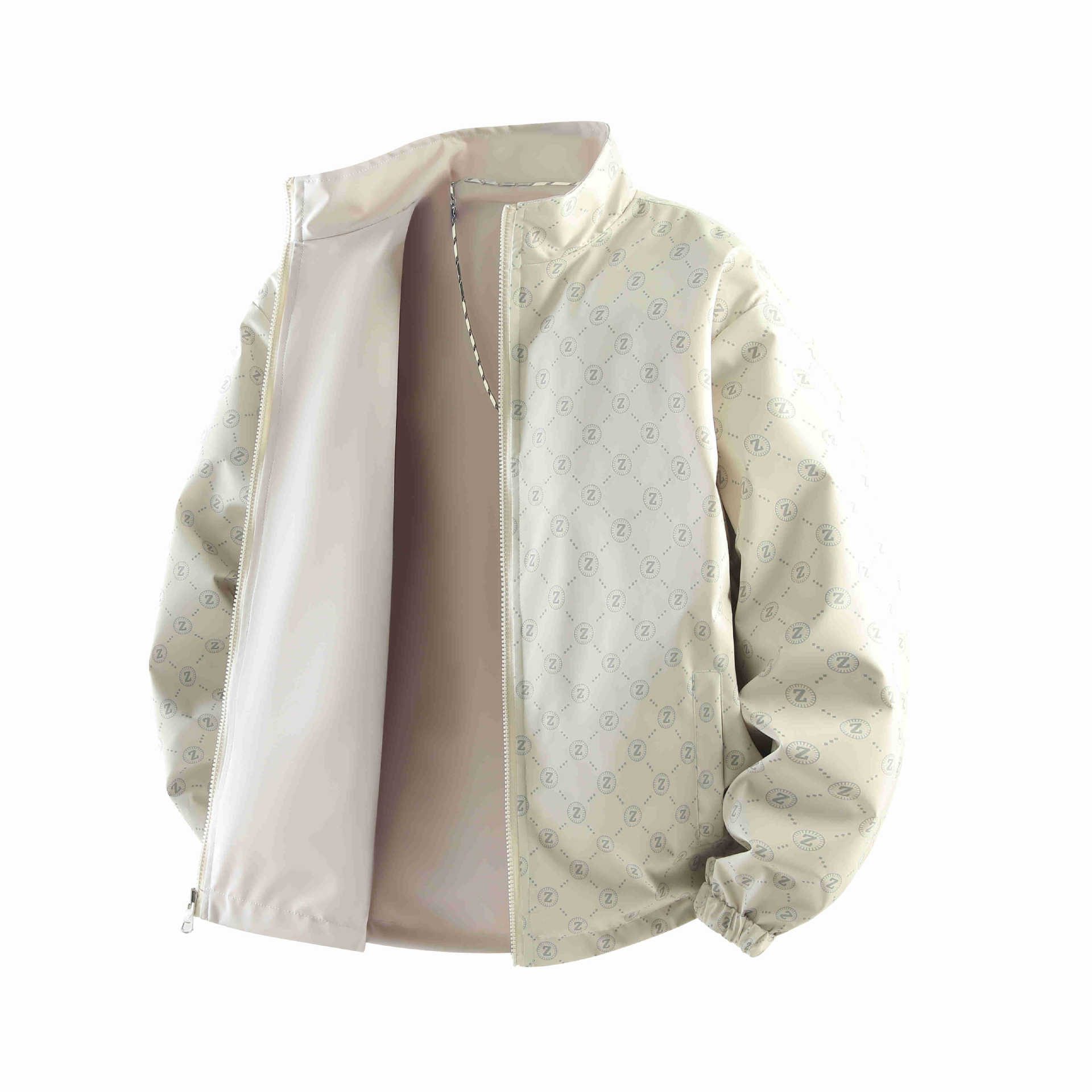 

Men s Spring and Autumn New Stand-up Collar Casual Trend Teenagers on Clothes Thin S хаки