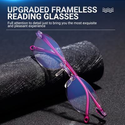 1 Stück Randlose Lesebrille mit modischem Diamantschliff-Design und Blaulichtfilter-Gläsern für Damen