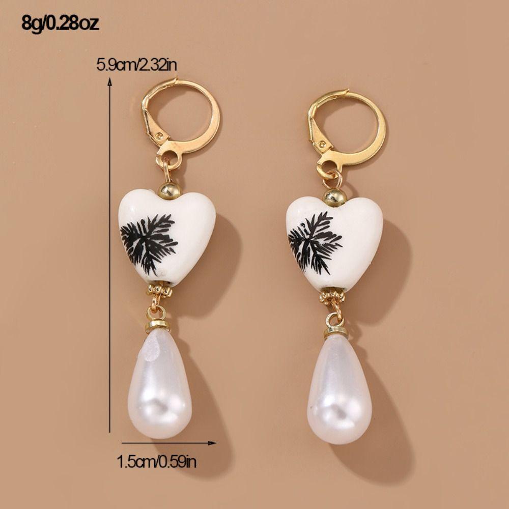 Bohemia Earrings Blue and White Porcelain Earrings Ceramics Flower Beaded Earring  Summer