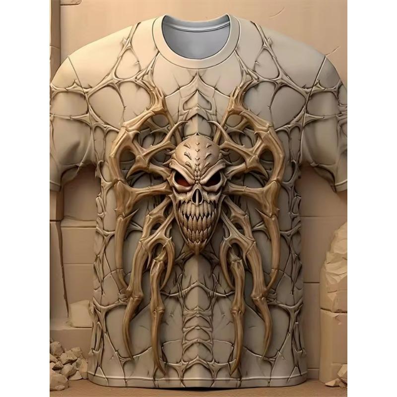 3D Spider Printed Men's T-shirt Summer Daily Casual Men's Loose Comfortable Short Sleeve Outdoor Street Men's Sports Short Sleeve Top