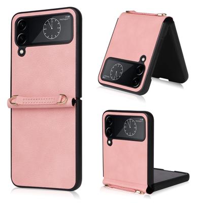 Pentru Samsung Galaxy Z Flip 4 5g Husă premium din piele de miel cu șnur în spate Husă de protecție completă rezistentă la șocuri pentru Galaxy Z Flip 3