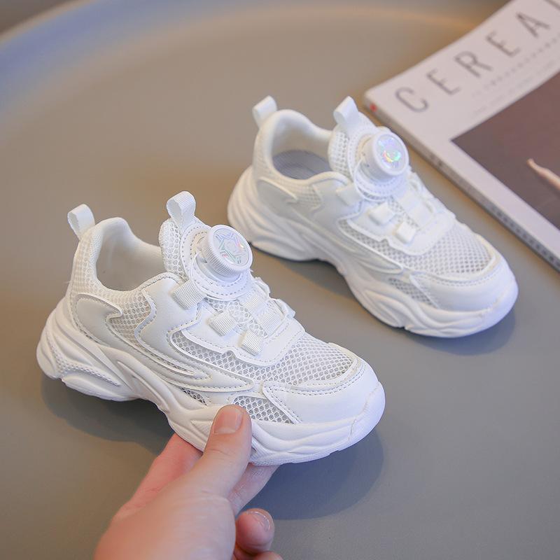 Oddychające buty sportowe pojedyncza siatka obrotowy guzik ultralekkie dedykowane białe buty na zajęcia kampusowe