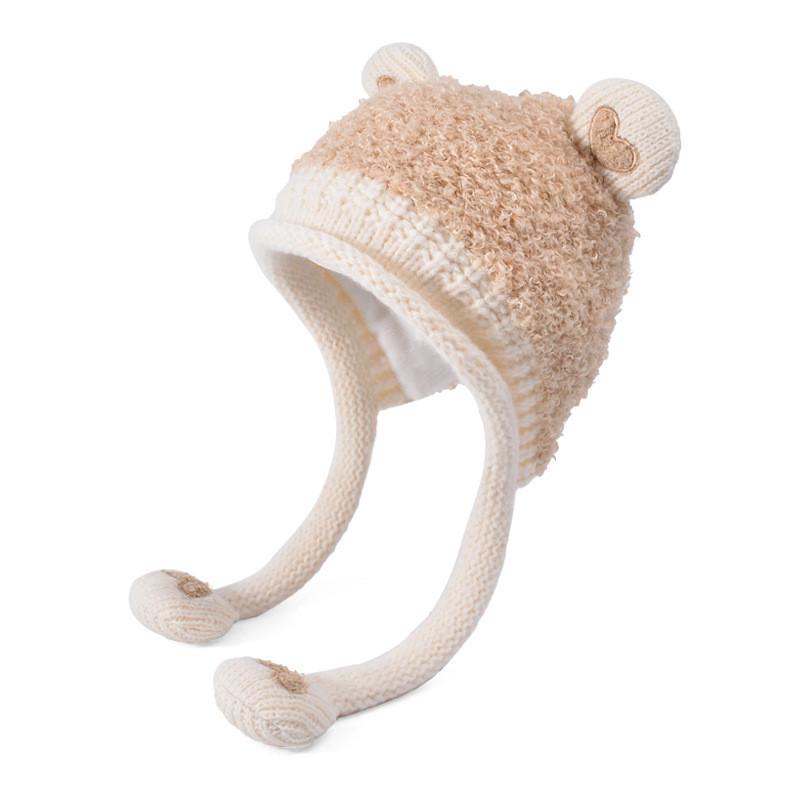 Kids Knit Hat With Heart Ears For Winter Warmth And Wind Resistance