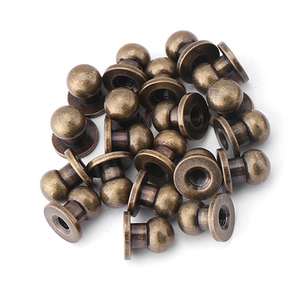20pcs Round Head Solid Copper Nail Rivet Button DIY Leather Accessories(8*6mm Bronze)