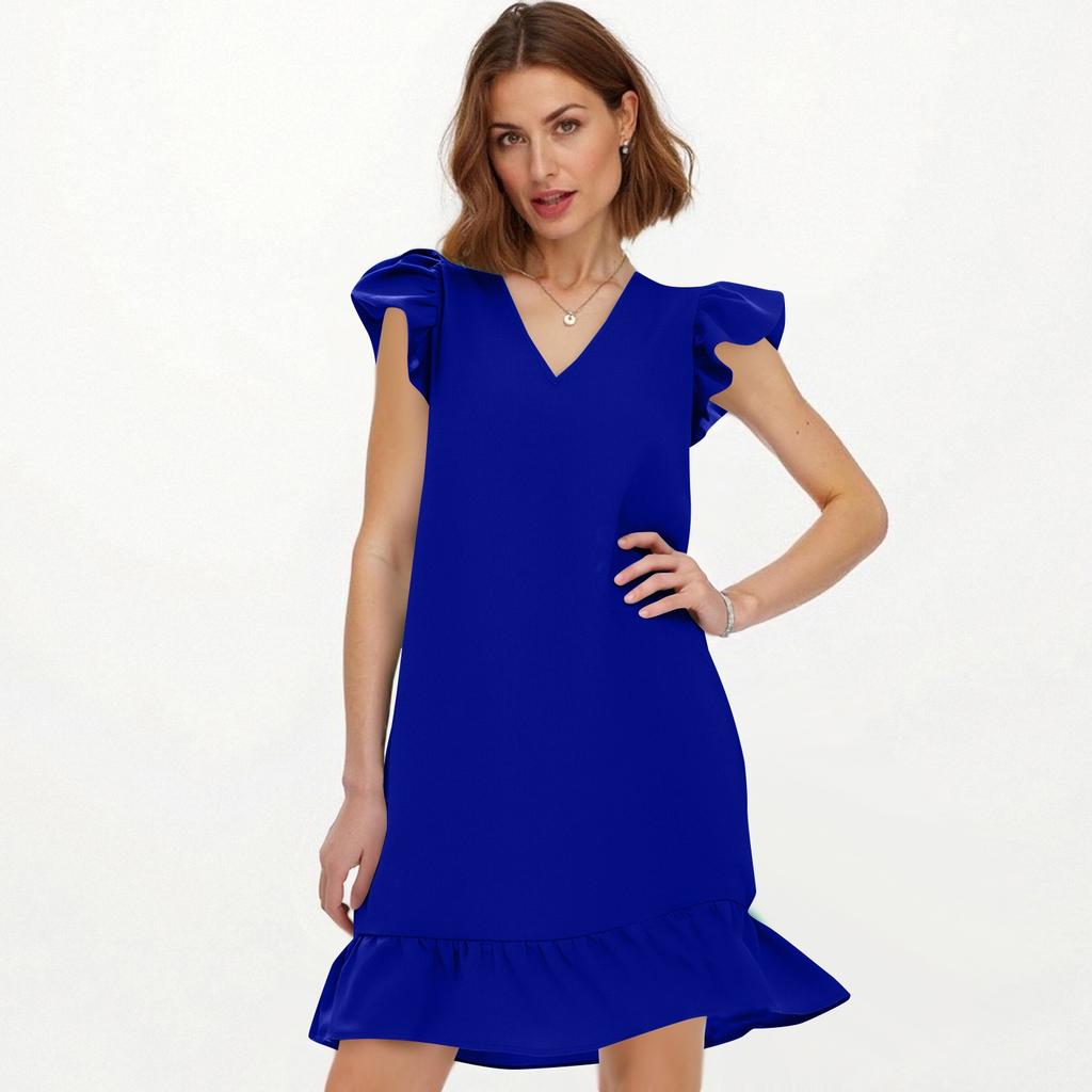 Short Sleeve Boho Dress For Women Casual Loose Fit Summer Sundress Floral Print Dress With Pockets