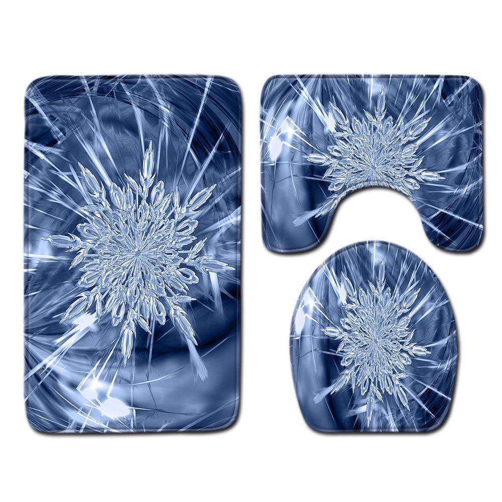 Christmas Bathroom Floor Mat Toilet Three-Piece Set