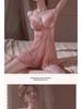 Sensual Mesh Lace Sling Nightdress with Gathered Front and Removable Padding
