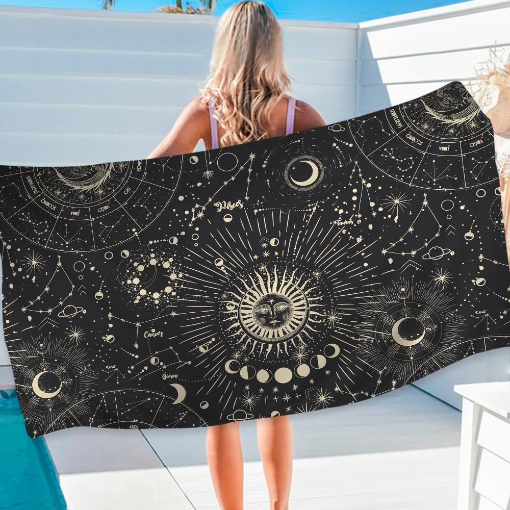 Witches Moon Tarot Beach Towel Colorful Bath Towels for Girl Microfiber Quick Dry Custom Sand Free Beach Yoga Spa Gym Pool