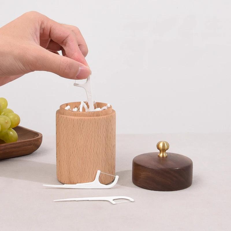 HeMu Solid Wood Toothpick Box for Home High-end Creative High-end Cotton Swab Box Convenient Toothpick Box