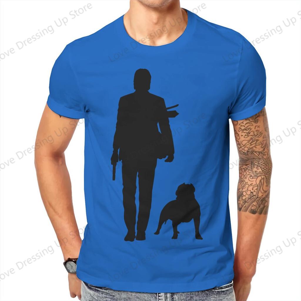Cute Dog John Wick Movie T Shirt Alternative Oneck Cotton  Short Sleeve