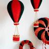Foam Flocking Simulation Candy Cane Decoration Red Green Hot Air Balloon Xmas Flocking Velvet Pendant Canes Hanging