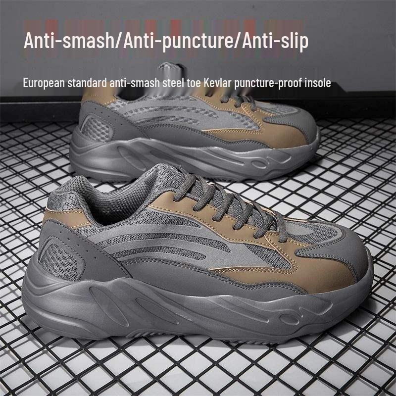 Four Seasons Men s Steel Toe Anti-Smash Shoes - Breathable, Non-Slip, Plus Velvet, Soft Sole.