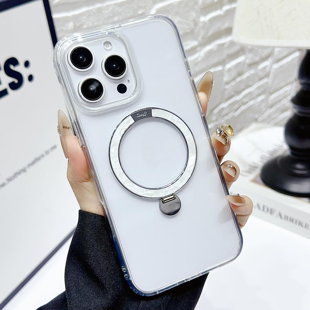 For iPhone 16 Pro Max Case Compatible with MagSafe TPU + PC Kickstand Clear Phone Cover