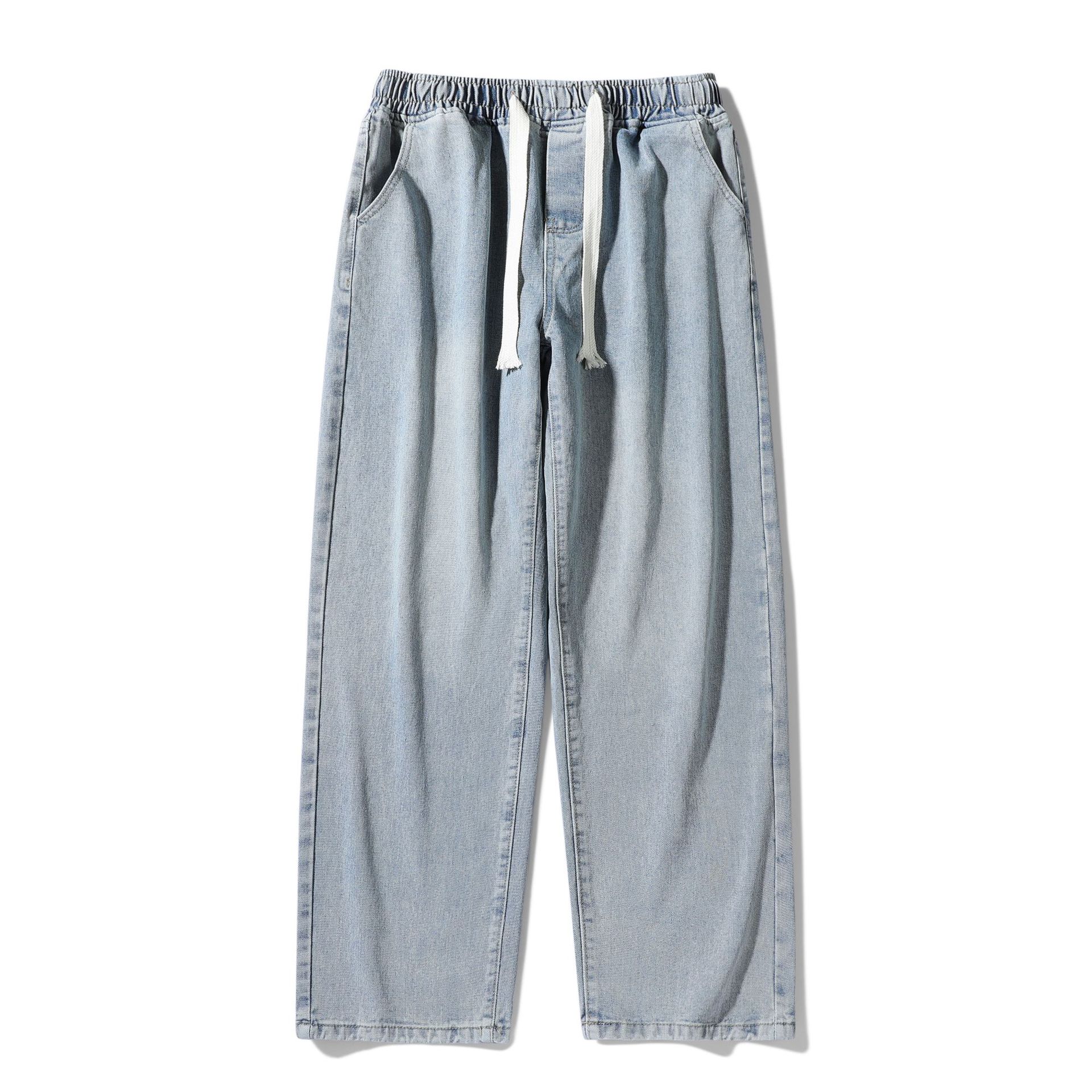 

Мужские джинсы с кошачьими бакенбардами в американском стиле ретро, ​​потертые и потертые джинсы, мужские летние свободные повседневные брюки прямого кроя XXXL