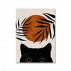 Abstract Boho Sun Bowls Black Cats Print Wall Art Nursery Decor Minimalist Neutral Cat Canvas Painting Modern Room Decor Poster