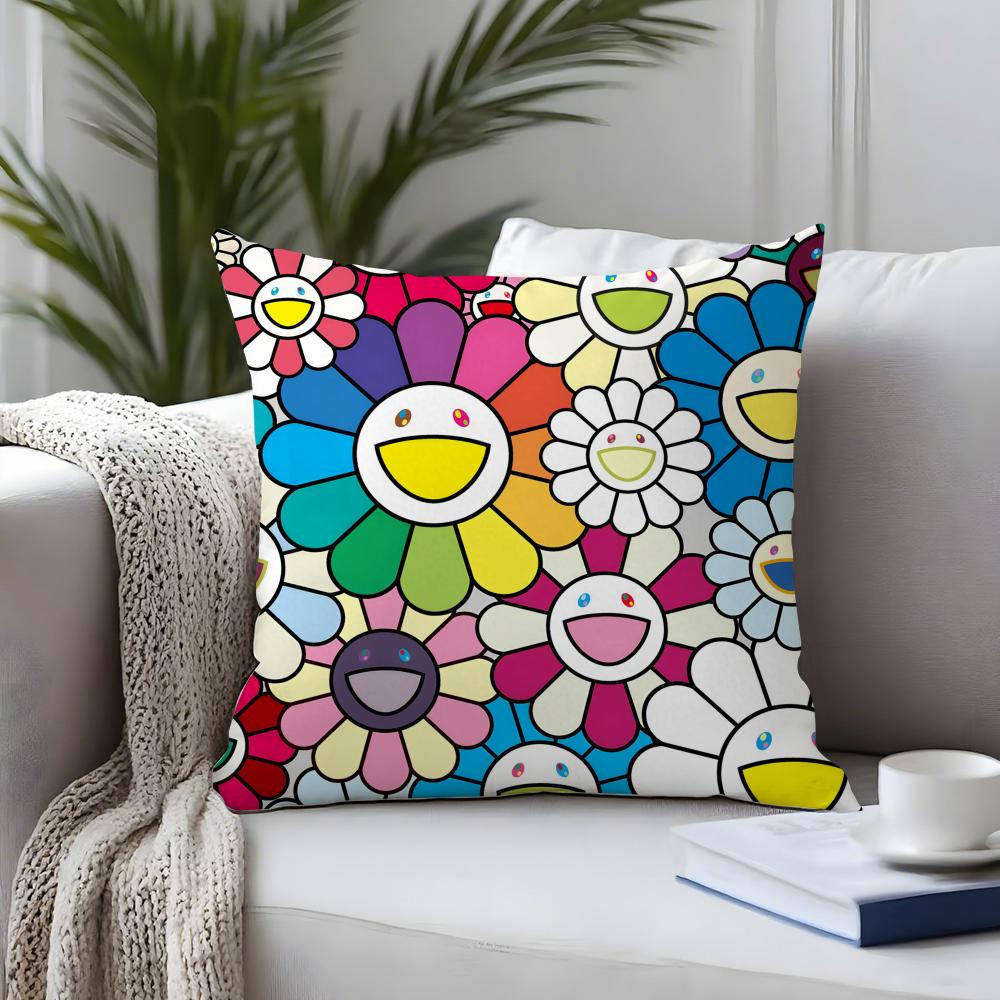 Brand TTakashi MMurakami Cushion Cover Plush Fabric Soft DoubleSided Printed Sofa Warm Winter Home Child Gift Pillow Case