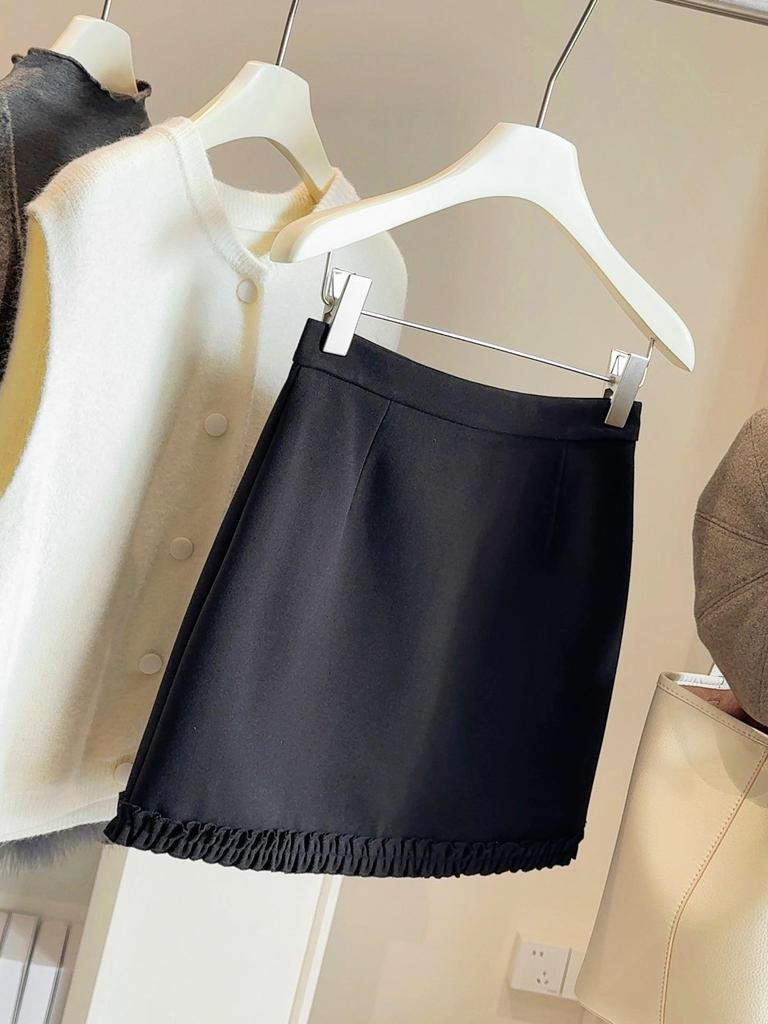 Korean Style High-Waist Wool Plaid Skirt - Women's Autumn/Winter Slim-Fit, Hip-Hugging, Anti-Exposure Short Skirt