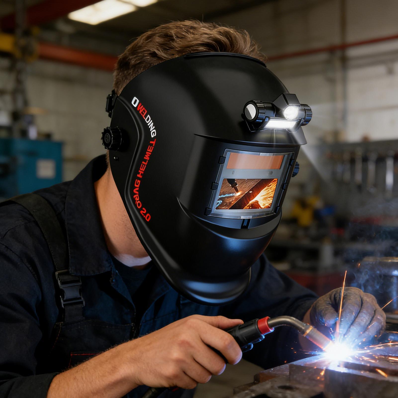 Сварочная маска Автоматически затемняющаяся сварочная маска-шлем Регулируемый щиток для лица со светом Сварочная маска-капюшон Для мастерской Гаража CN