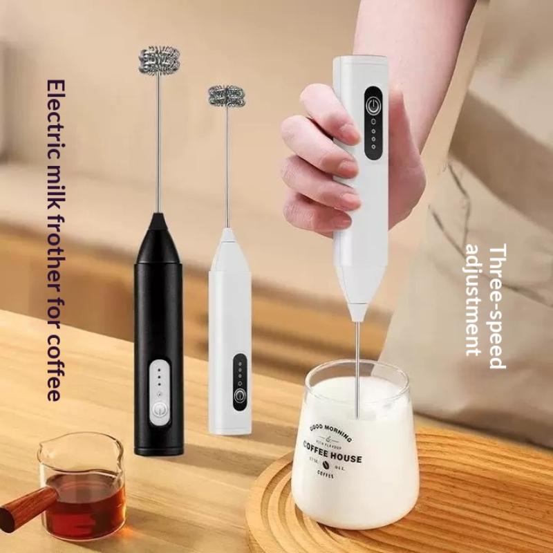 Electric Milk Frother Dual Stick Rechargeable 3-Speed Handheld Egg Beater Coffee Frother Cream Foamer Maker Type-C Rechargeable