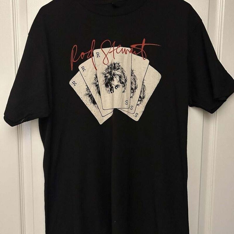 Rod Stewart Black Cotton Full Size T Shirt For Fan