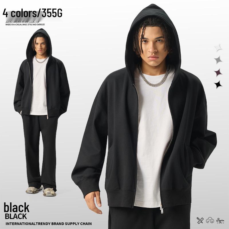 Унисекс плотная толстовка на молнии с флисовой подкладкой - Повседневная одежда Осень/Зима, 355 г XXL