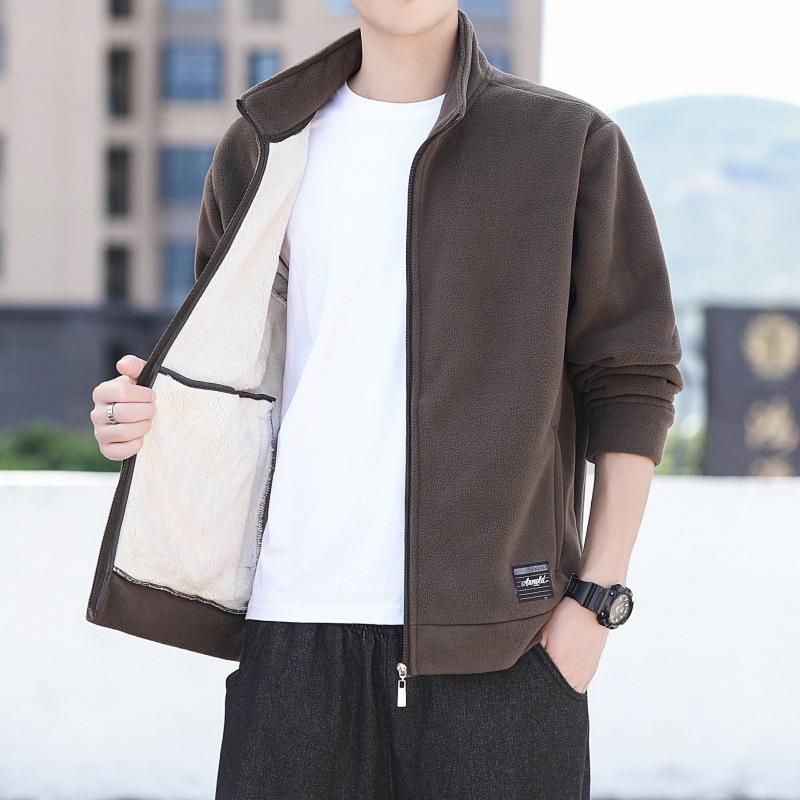 New Spring and Autumn Outdoor Sports Casual Thickened Large Size Stand-Up Collar Fleece Jacket