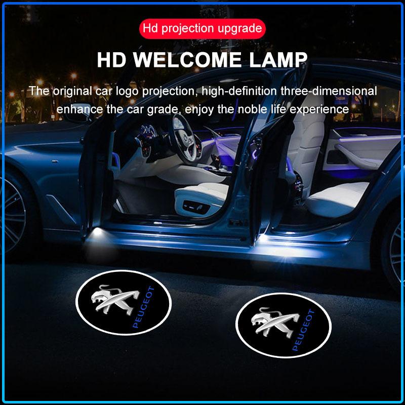 2pcs HD Led Welcome Light Car Door Projector Lamps Car Accessories For Peugeot 107 108 206 207 208 301 307 308 405 406 407 408 508 807 2008 3008 4008