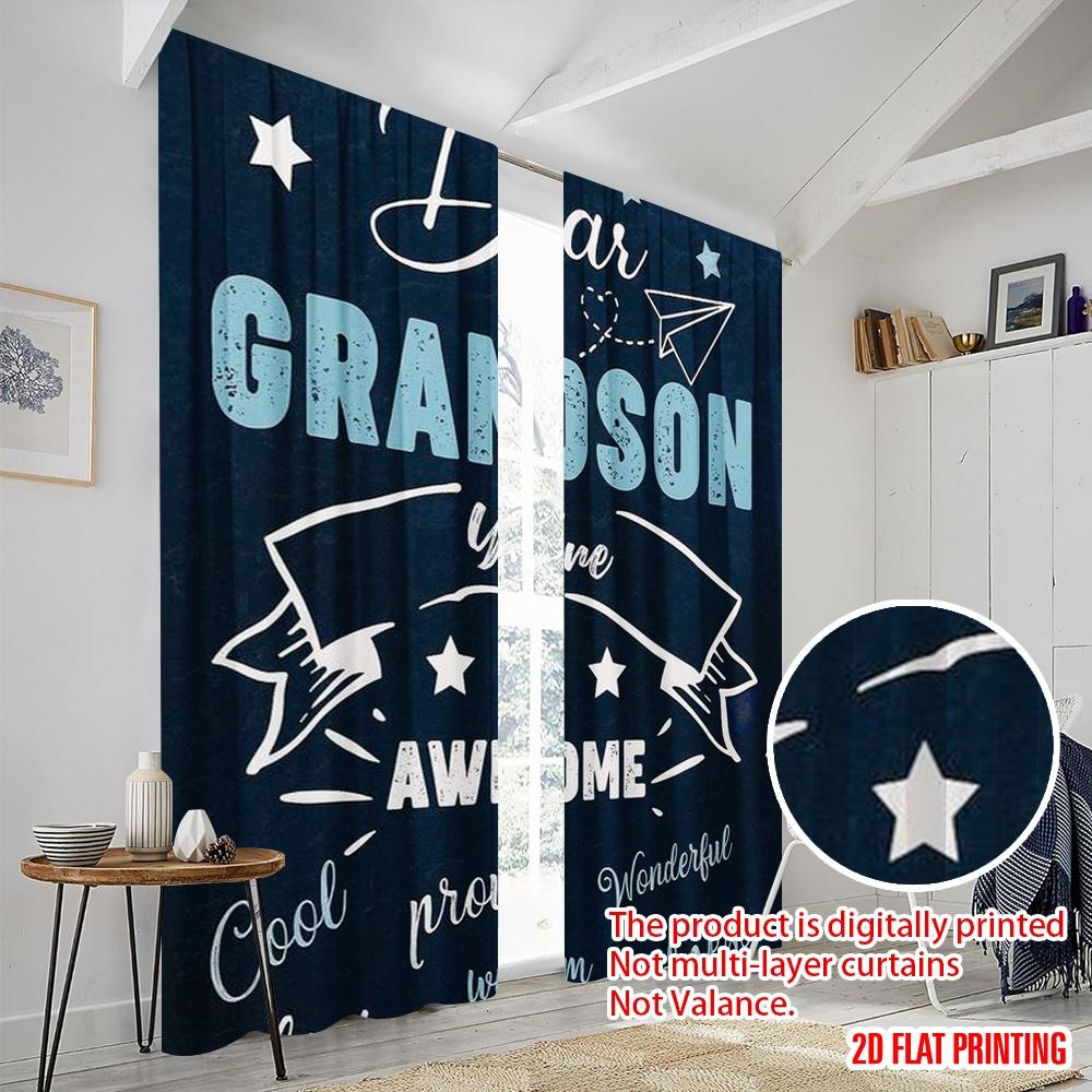 2 Stück, 2D-Flachdruckmuster Vorhänge Enkel Zitate Collage Vielseitiges Polyester (ohne Stange) Dekorationen für den Innenbereich