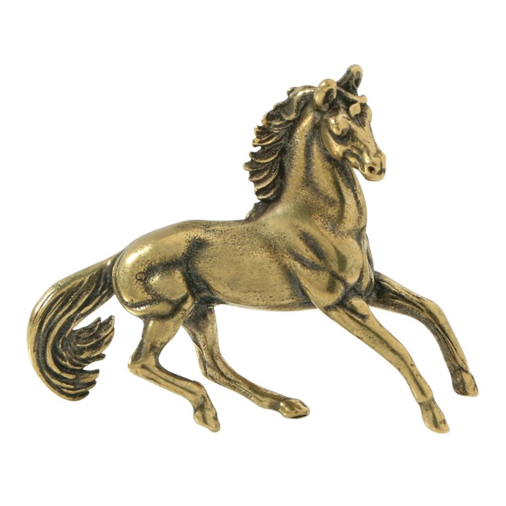 Antique Brass Galloping Horse Figurine Vintage Decorative Sculpture for Home & Office Chinese Zodiac Horse Brass Sculpture