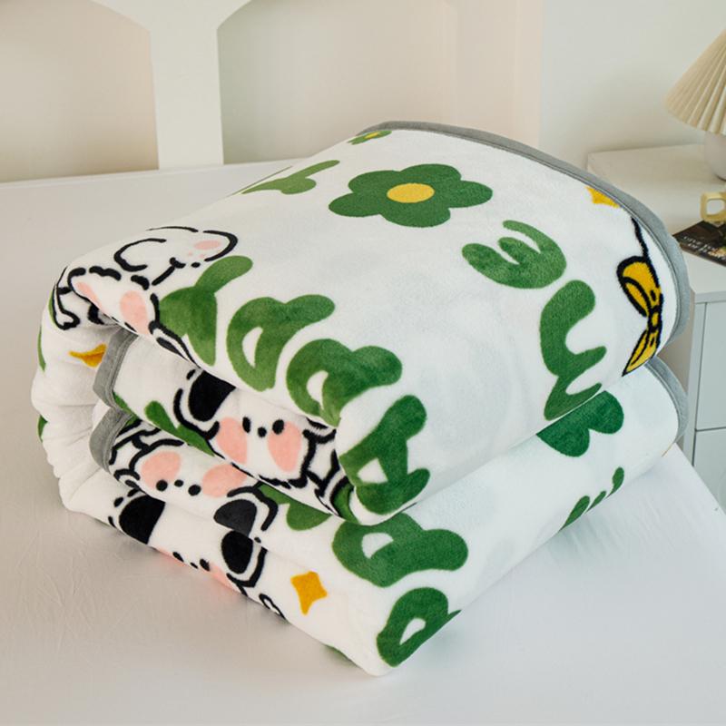 Cartoon Pattern Thick Flannel Blanket Lightweight Warm Nap Throw Blanket for Sofa All Season Cozy Soft Plush Bedspread Bed Sheet