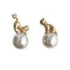 14K Gold-Plated Asymmetrical Cat Earrings for Women - Designer Animal Niche Jewelry