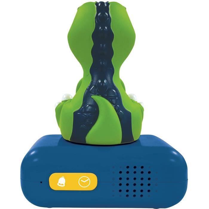 LEXIBOOK Dino Alarm Clock Night Light - Sounds and Melodies, Bright and Backlit LCD Screen - Green