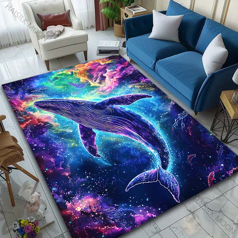 1PC Cosmic whale colorful nebula Print Carpet Rug for Living Room Bedroom Sofa Doormat Home Decor Non-slip Floor Mat