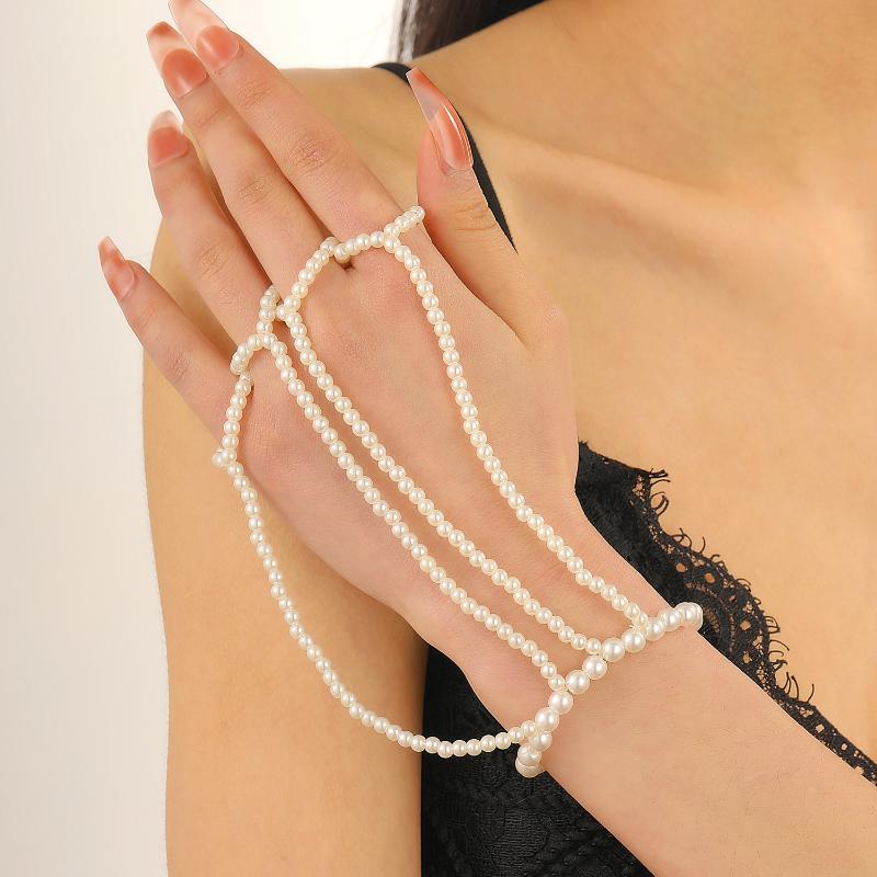 Gold Big Crystal Ring Bracelet For Women Wrist Chain Jewelry Hand Back Chain