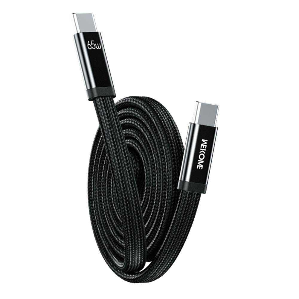 WEKOME WDC-C20 Ultra Thin 1m 65W Magnetic Fast Charging Type-C to Type-C Cable 480Mbps Braided Data Transfer Cable
