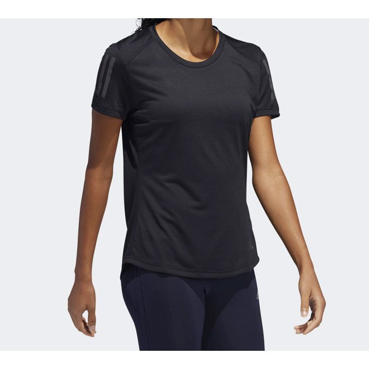 Adidas Own The Run Climalite Running Short Sleeve T-Shirt Women Tops Black DQ2630