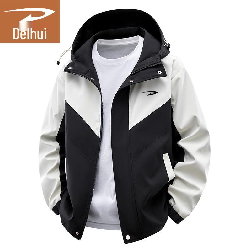 Deerhui Men's Color-block Hooded Windbreaker Jacket