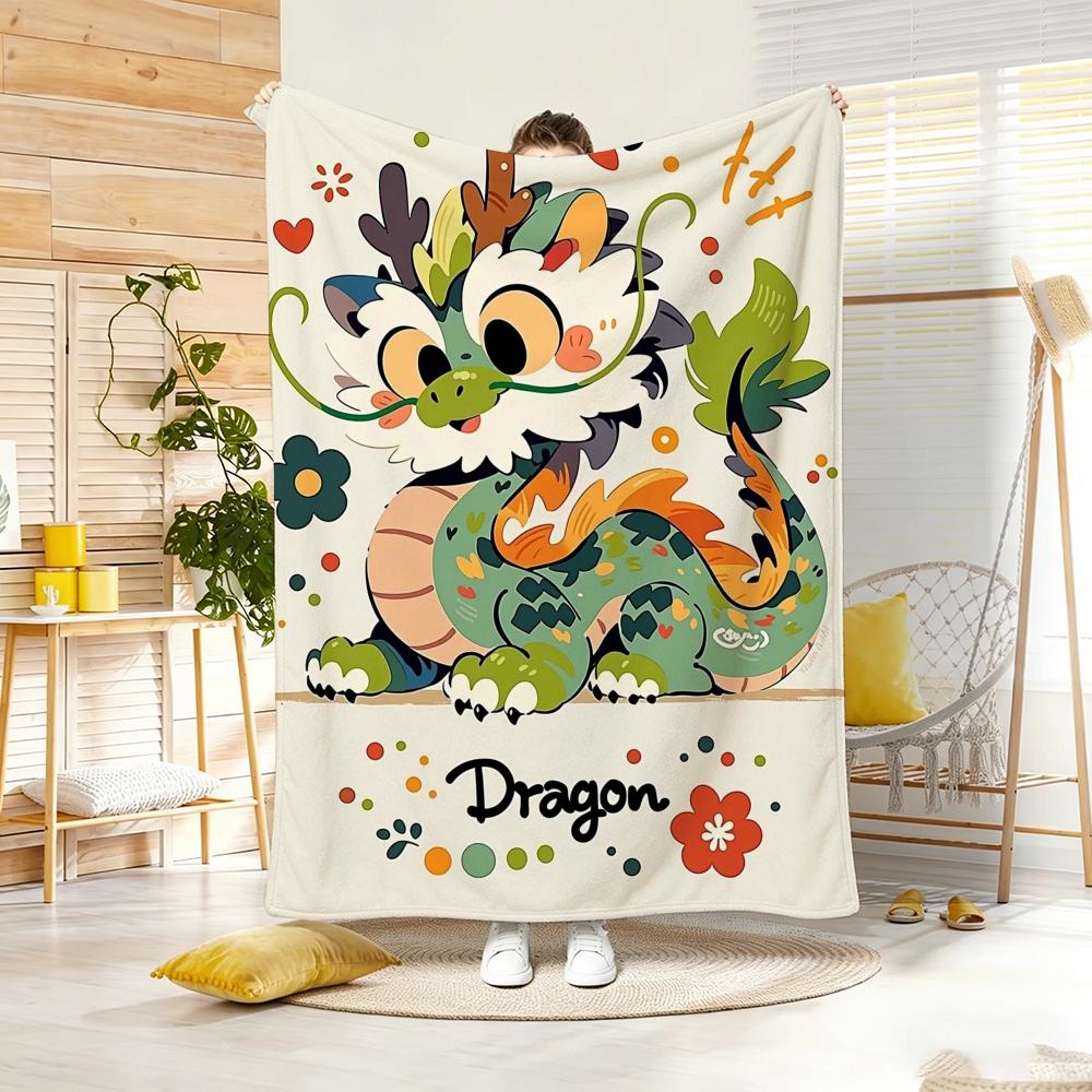 Painting Cute dragon Throw Lightweight g Flannel Blanket Soft Skinfriendly for Summer Cooling